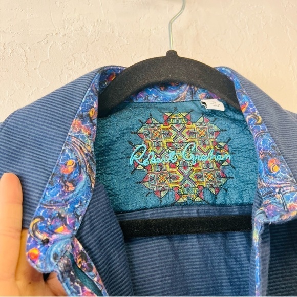 Robert Graham Blue Luxury Dress Shirt Small Classic Fit - Picture 2 of 11